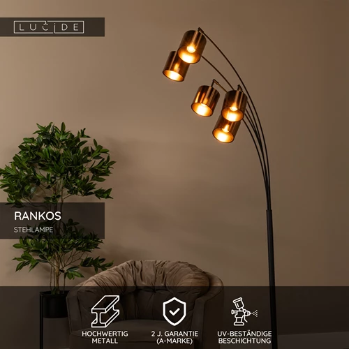 Lucide RANKOS - Stehlampe - 5xE14 - Schwarz - USP